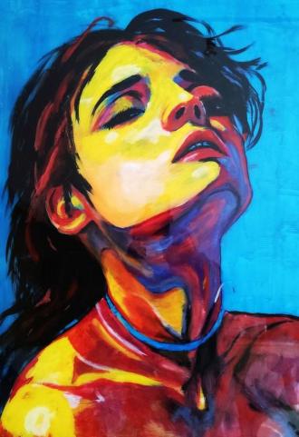 Resinbild mit Protrait einer sinnlichen Frau